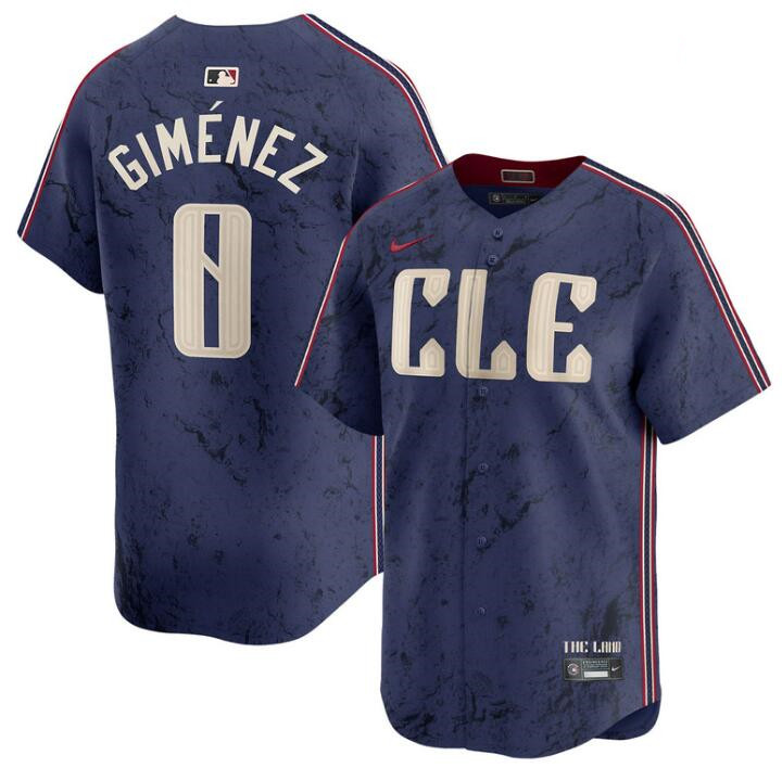 Youth Cleveland Guardians #0 Andrés Giménez Navy 2024 City Connect Limited Stitched Baseball Jersey